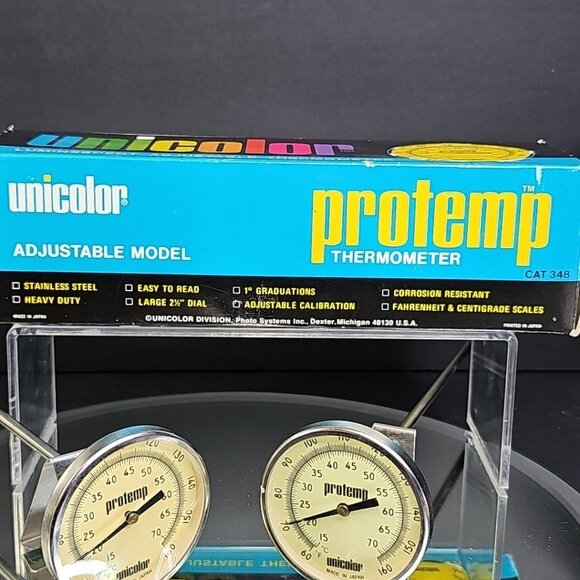 TWO Unicolor Protemp Thermometer Cat 348 Photo Lab Adjustable Luminescent - Picture 4 of 11